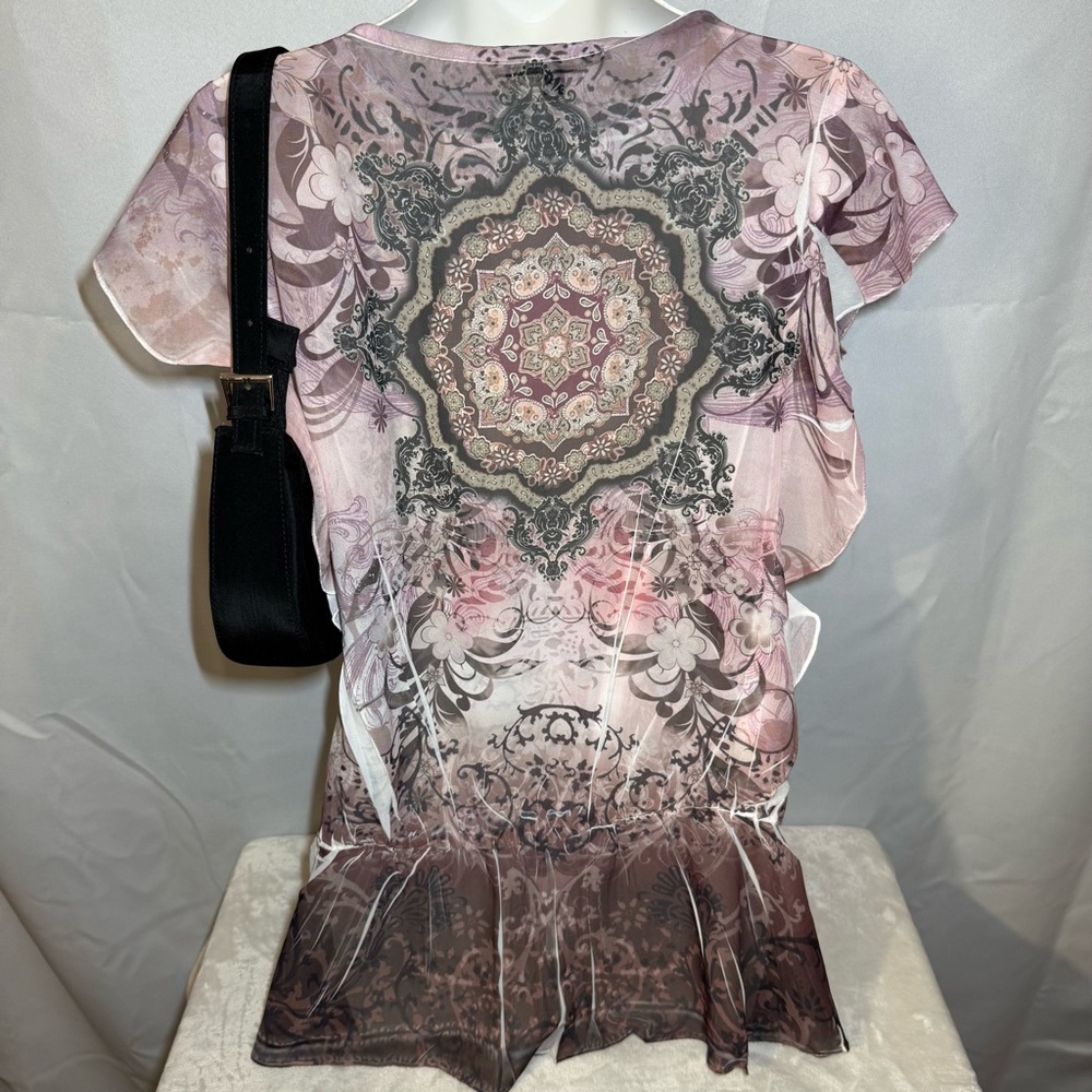 Design Works Sheer Y2K Paisley Top Size M Fairycore Boho Mesh Blouse - Picture 4 of 6